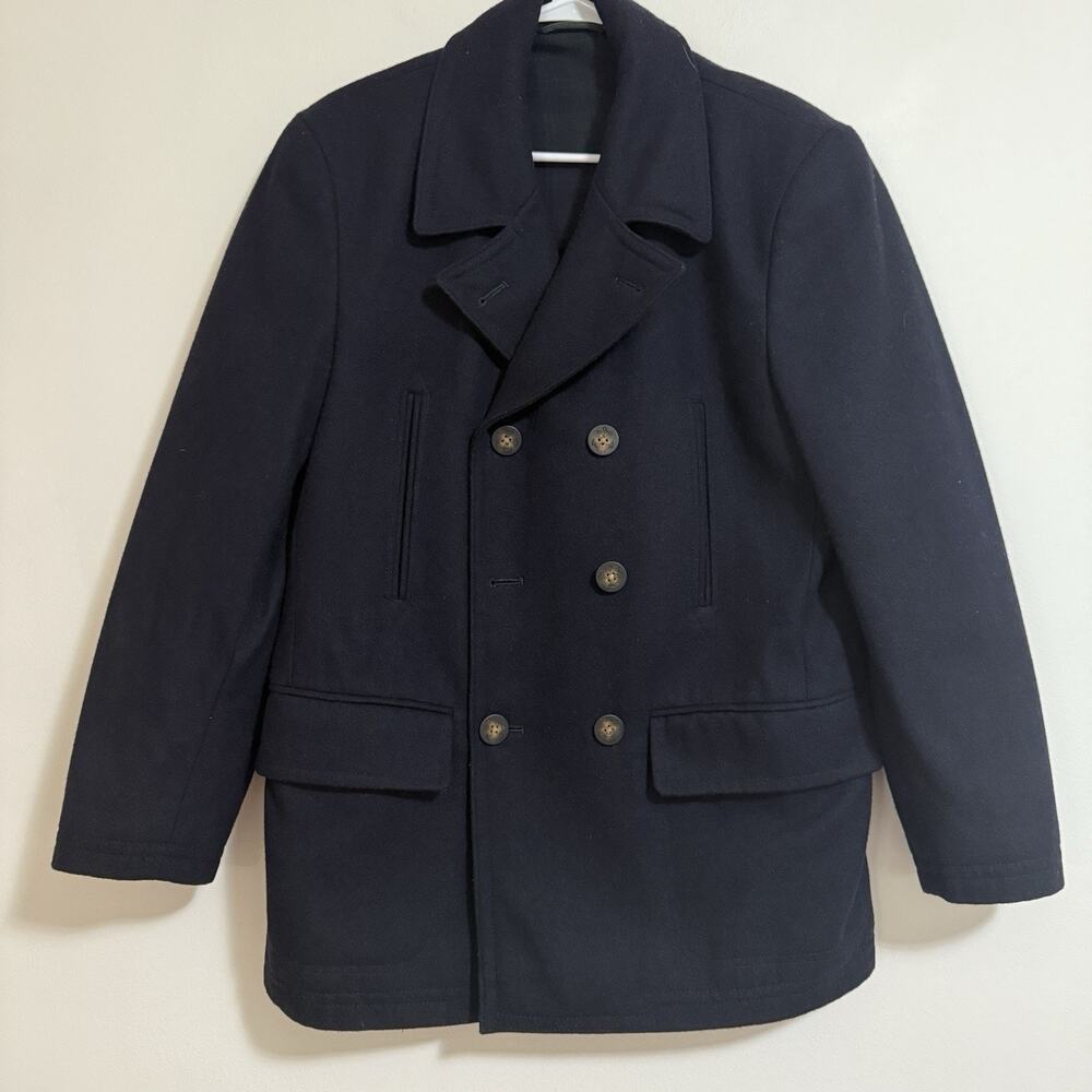 Lauren Ralph Lauren Men's Black Classic-Fit Wool Double-Breasted Coat Size 38S